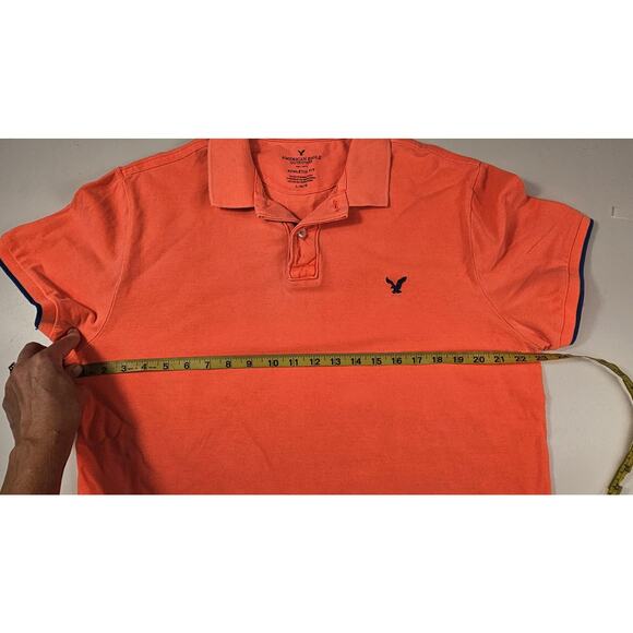 American eagle vintage 90s bright orange polo sz L athletic fit high visibility - Picture 7 of 7
